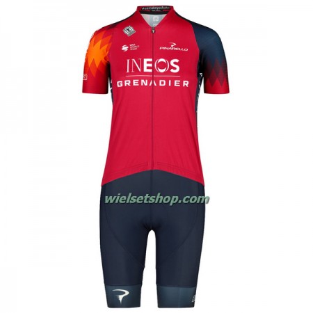 Fietskleding Dames (Fietsshirt + Korte Koersbroek) 2023 INEOS Grenadiers - Rood Donkerblauw